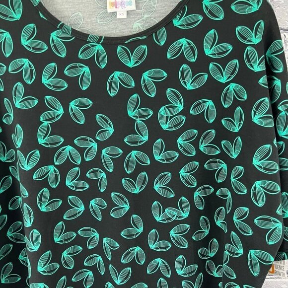 LuLaRoe Womens Size XXS Irma Shirt Black Green Print NWT - Picture 2 of 5